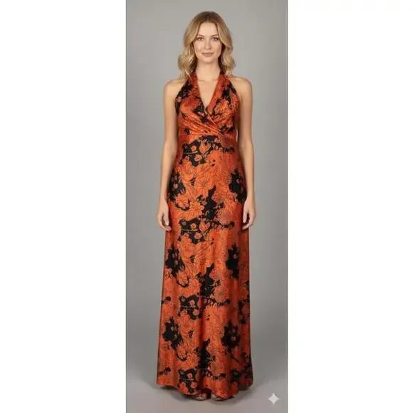 Lulus Womens Summer Orange Floral Maxi Halter Top Dress Cross Back Straps  Size S Lulus | Dresses | Lulus Womens Summer Orange Floral Maxi Halter Top Dress  Cross Back Straps Size S | Poshmark